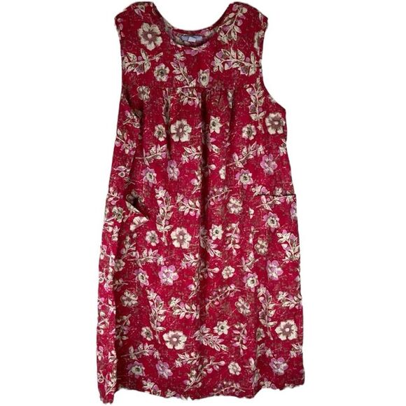 Only Necessities Dress Women's Red Pink Hawaiian Muumuu Floral Pockets Midi 1X - Picture 1 of 9